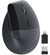 Unipows Ergonomic Vertical Mouse, Wireless Type C Rechargeable Mouse with USB & Type C Adapter,