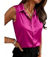 Zeagoo Womens Satin Blouse Sleeveless Silk Tank Tops Button Down Shirts Business Casual Outfits 2026