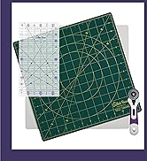 The Quilted Bear 12" x 12" Self-Healing Rotating Cutting Mat with 6.5" x 12" Non-Slip Quilting & ...