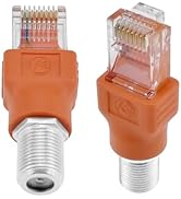 ZDRU 2PCS F-Type Female to RJ45 Male Coaxial Converter Ethernet Adapter, Coax Straight Connector ...