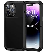 Lanhiem iPhone 14 Pro Metal Case, Heavy Duty Shockproof Tough Rugged Case with Built-in Glass Scr...