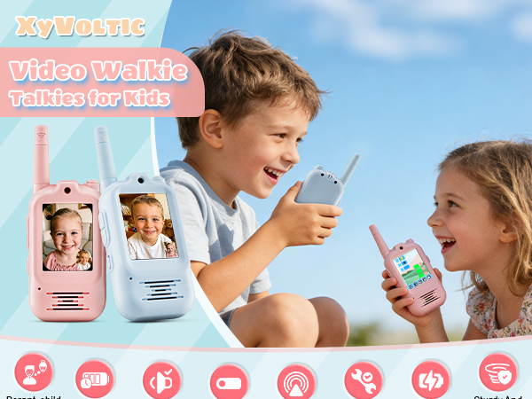 Rechargeable video Walkie Talkies for Kids in 3-10 with Camera, 5 Voice Changer Modes, Long Range