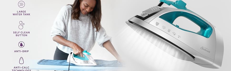 Large Water Tank; Self Clean Button, Anti-drip, Anti-calc Technology