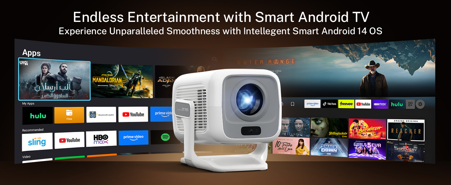 mini smart outdoor portable movie 4k projector wifi bluetooth 1080P 270°