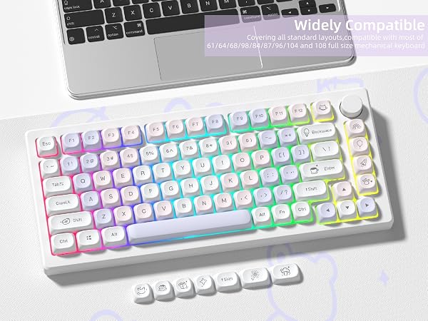 Womier PBT Keycaps Set, Dream Cute Keycaps MOA Profile Mechanical Keyboard Caps, Custom Key cap
