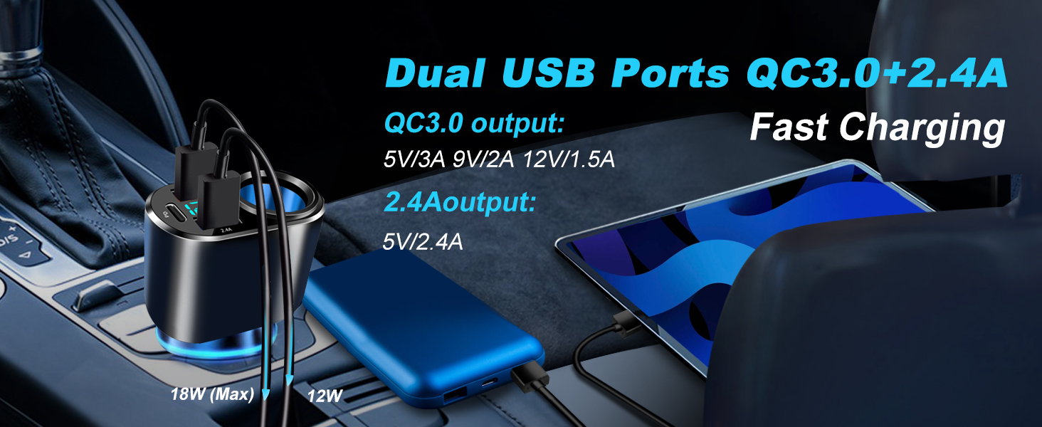 Cigarette Lighter USB Charger 