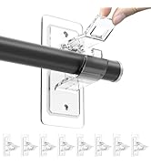 8 Pack No Drill Curtain Rod Brackets, Holding Up to 17 lbs, PET Curtain Hangers, Nail Free Adjust...