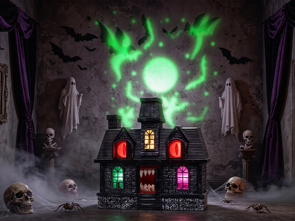 Halloween Projection Haunted House Decor, Colorful Lights