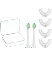 Geacker 6 Pcs U Shaped Toothbrush Kids Replacement Head Set, Including 4 U Shaped Brush Heads 2 B...