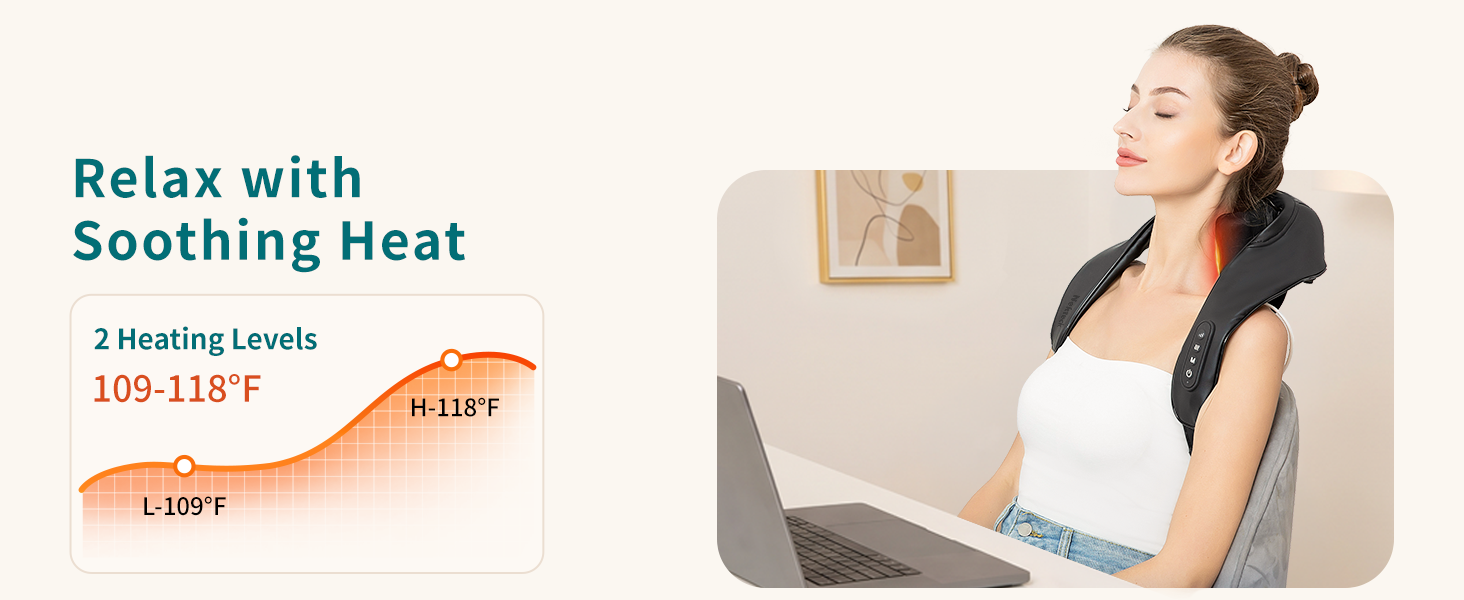 neck and back massager with heat - Relax with Soothing Heat
