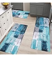 Pauwer Kitchen Area Rug Sets 3 Piece with Runner Farmhouse Waterproof Non Skid Washable Cushioned...