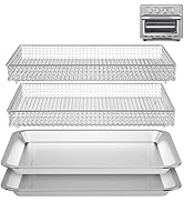 2 Set Oven Air Fryer Basket and Tray Replacement for Cuisinart Air Frye TOA-060 and TOA-065 Conve...