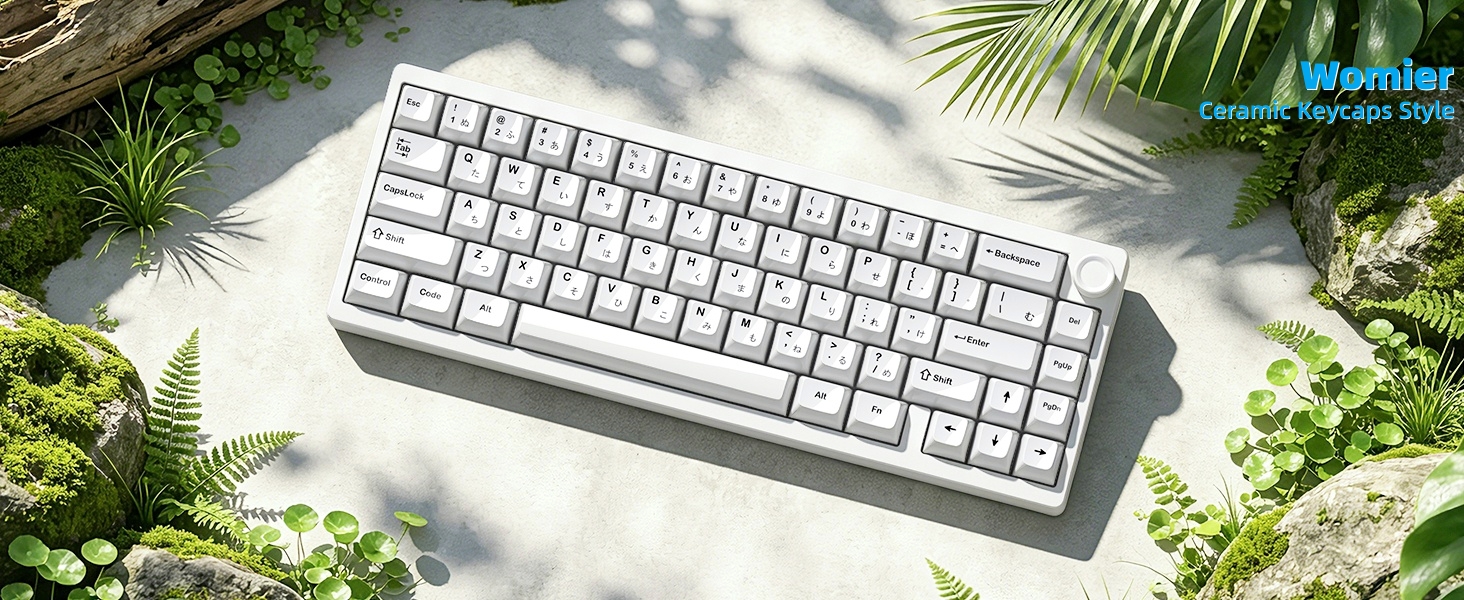 White Keycaps Ceramic Style PC Glossy Jelly Keycap for Mechanical Keyboard