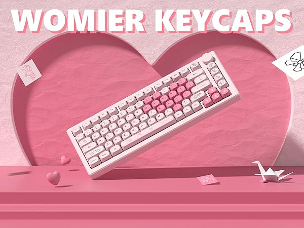 Womier Pink Keyboard Keycaps 60 65 75 100 Percent, MOA Profile Cute Keycap PBT