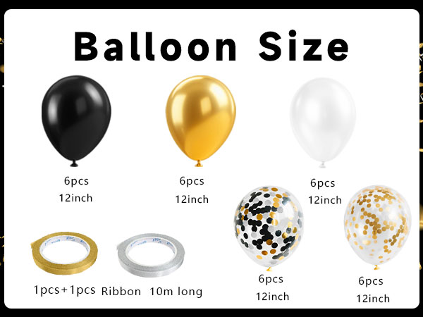 Black Gold Confetti Balloons