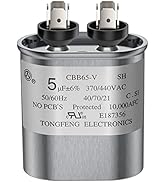 Dreyoo 5 uF ±6% 5 MFD 370V/440V CBB65 Oval AC Run Motor Capacitor for Air Conditioners, Heat Pump...