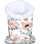 MOSISO Eyeglasses Holder, Plush Lined PU Leather Pattern Stand Case with Magnetic Base, Wild Flowers