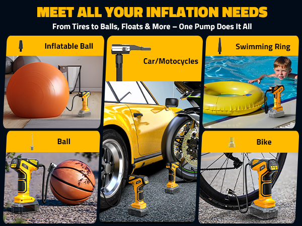 Cordless Tire Inflator Portable Air Compressor Electric Air Pump 
