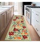 ROTTOGOON Hallway Runner Rug 2'x6' Washable Soft Floral Rug with Rubber Backing Stain Resistant N...