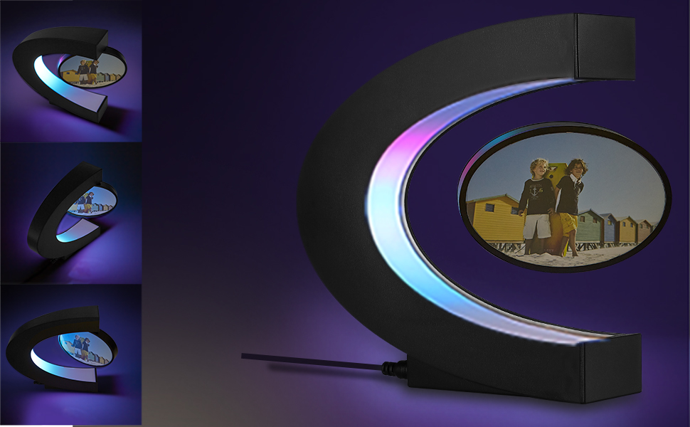 Levitating picture frame, levitating LED photo frames, magnetic floating photo for room decor