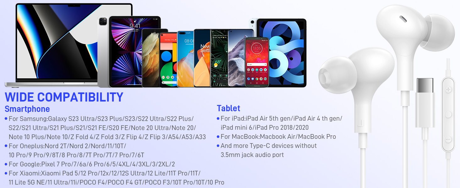 wide conpatiblilty usb c headphone
