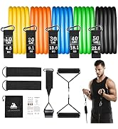 Resistance Bands Set (12pcs), Workout Bands with Handles, Door Anchor, Ankle Straps and Carry Bag...