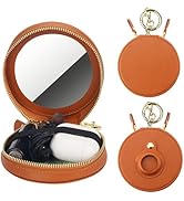 Bocasal Coin Pouch Mini Lipstick Cosmetic Bag with Airtag Holder Mirror, Leather Zipper Travel Ma...