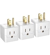 [ETL Listed] 3-Pack 3 Outlet Wall Adapter, Grounded 3-Prong Cube Tap Outlet Power Splitter, Compa...