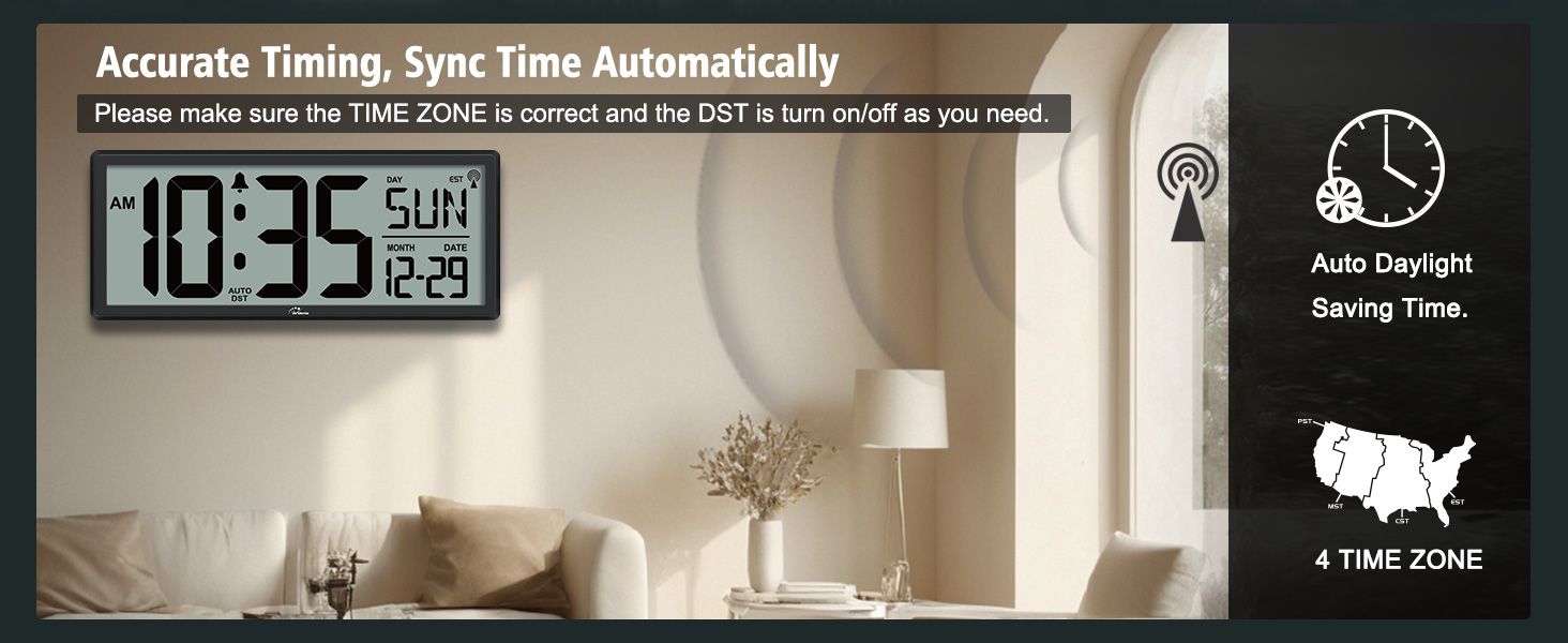 digital wall clock backlit