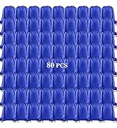 KUUQA 80Pcs Blue Drawstring Backpack Bag Sack Drawstring Bags Bulk String Bags Storage Bags for S...