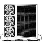 pqins 35W Solar Fan 3 Kit, Solar Powered Exhaust or Intake Fan for Greenhouse Air Circulation and...
