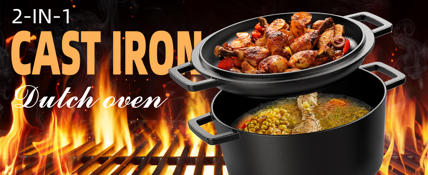 Dutch Oven Pot with Skillet Lid