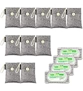 10 Packs Fonday Bamboo Charcoal Deodorizer Bags(100g each) with 4 packs fridge deodorizer, Odor E...