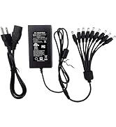 TIGERSECU Security Camera Power Adapter with 9-Way Power Splitter, 12V 5A 100V-240V 2.1x5.5mm Pow...