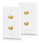 VCE UL-Listed Speaker Wall Plate Gold-Plated, 2-Port Keystone Wall Plate with Banana Jack Binding...