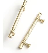 Brushed Gold Cabinet Pulls - 3-3/4 Inch(96mm) Hole Center Classic Vintage Drawer Handles Zinc All...