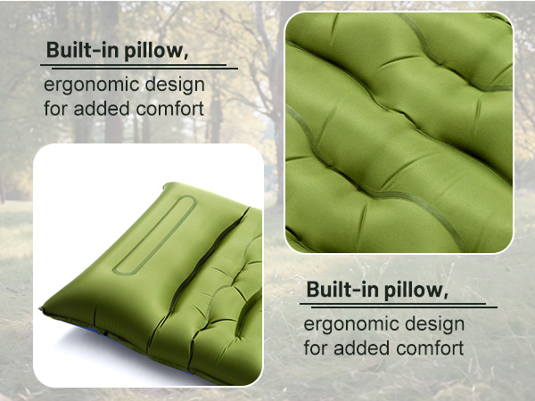 Camping Sleeping Pad,5.9 Inch Thick Camping Mat with Built in Pillow and Foot Pump