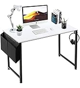 Lufeiya Computer Desk White Writing Table for Small Spaces Home Office 39 Inch Modern Study PC De...