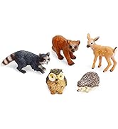 Forest Animal Figures Cake Toppers, Woodland Creatures Toy Figurines Set (5pcs Forest Animals)