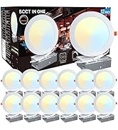 ORALUCE 12 Pack LED Recessed Lighting 6 Inch with Junction Box Ultra-Thin, Dimmable 5CCT 2700K/30...