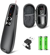 Presentation Clicker with Case Storage: Wireless Presenter Remote: Red Laser Pointer Computer Cli...