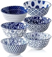 Cerkik Ceramic Soup Bowls Set - 24 Oz Deep Cereal Bowl for Kitchen - 6 Inch Large Porcelain Dinne...