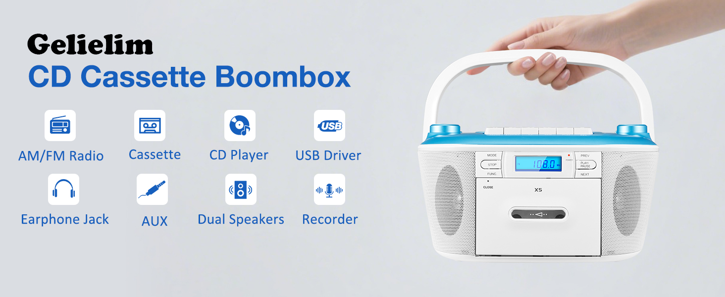 cd cassette player boombox fm am radio with cd
