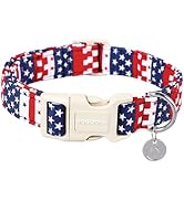 DOGWONG Cotton Dog Collar, 4th of July Dog Collar Durable Soft Natural Fabric Pet Dog Collar Cute...