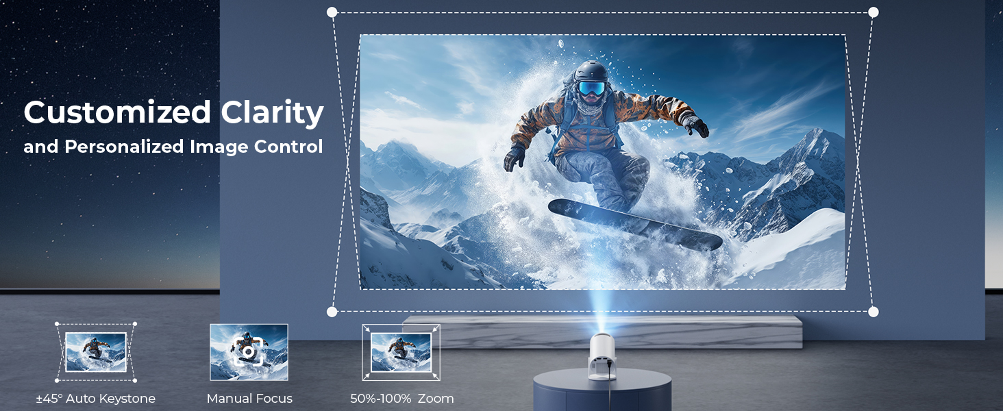 Auto Keystone and Focus Projector