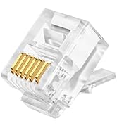 XANHAM RJ12 6P6C Connectors(100 Pieces Pack) 6 Pin Telephone Line Cable Wire Male Plug, AV00305
