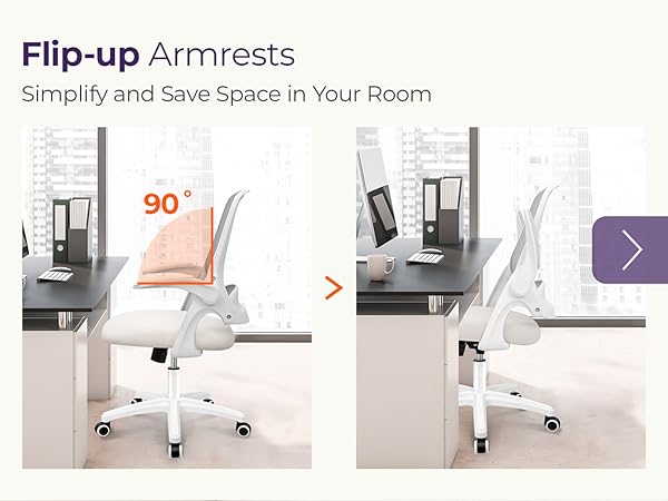 Space-Saving Chair with Flip-Up Armrests