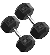 PAPABABE HEX Dumbbell Set 2.5-125lb, Rubber Encased Home Gym Dumbbells, Exercise &amp; Fitness Weight...