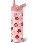 Strawberry Gifts for Girl - 18oz Insulated Water Bottle with Straw, Stainless Steel Insulated Bot...