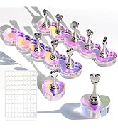 ANGNYA Nail Stand for Press Ons, 3 Sets Heart-Shape Aurora Magnetic Nail Holder for Painting for ...
